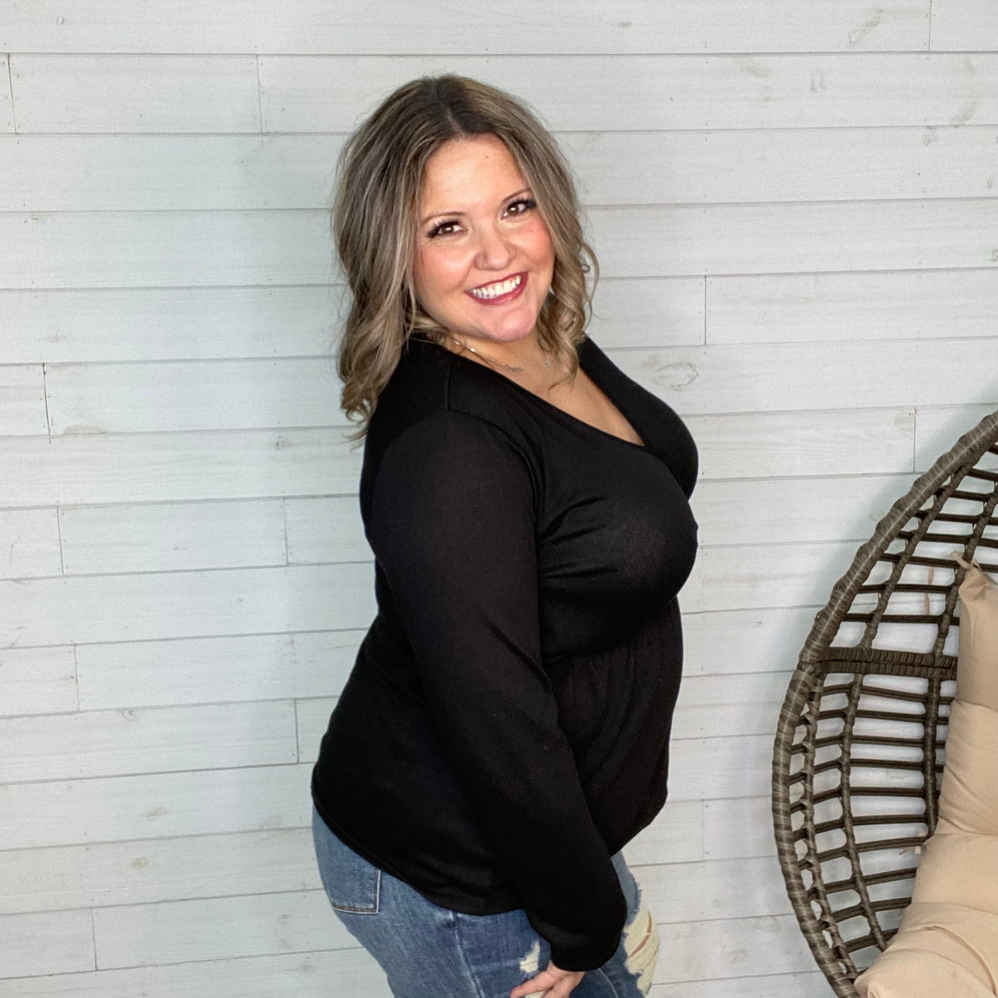 "Freya" Faux Wrap Long Sleeve