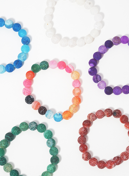 Frosted Semi Precious Stone Bead Bracelet (Multiple Colors)-Lola Monroe Boutique