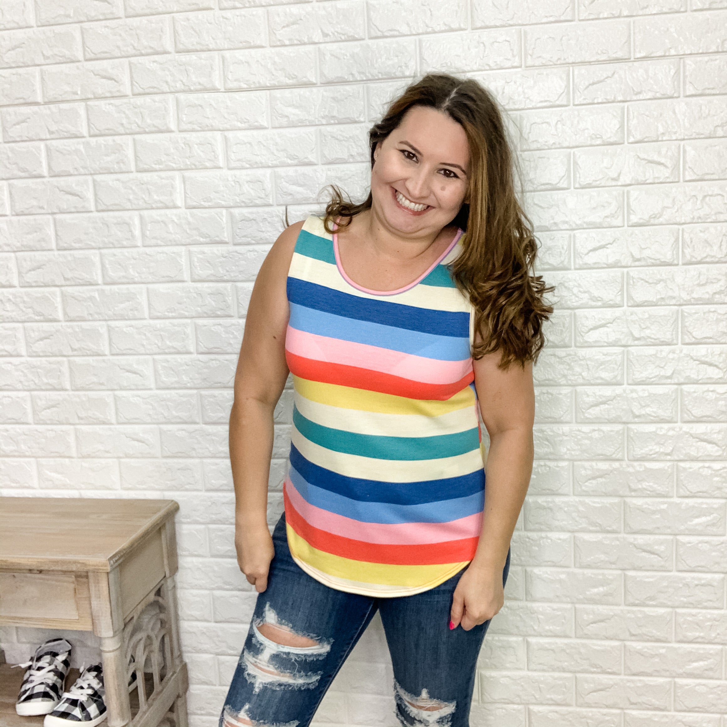 Fruit Stripe Tank Top-Lola Monroe Boutique