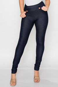 Full Length Skinny Jegging Trousers (Navy)-Lola Monroe Boutique
