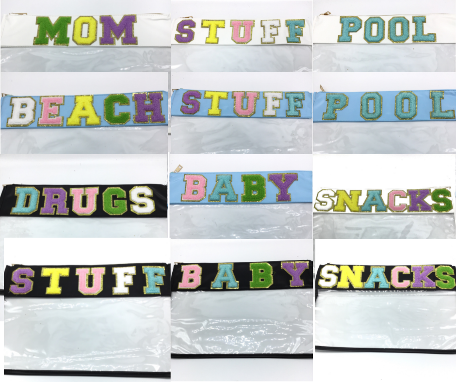 Fun Puffy Letter Plastic Pouches (Multiple Options)-Lola Monroe Boutique