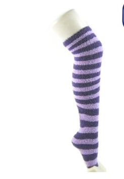 Fuzzy Striped Knee Socks (Multiple Colors)-Lola Monroe Boutique