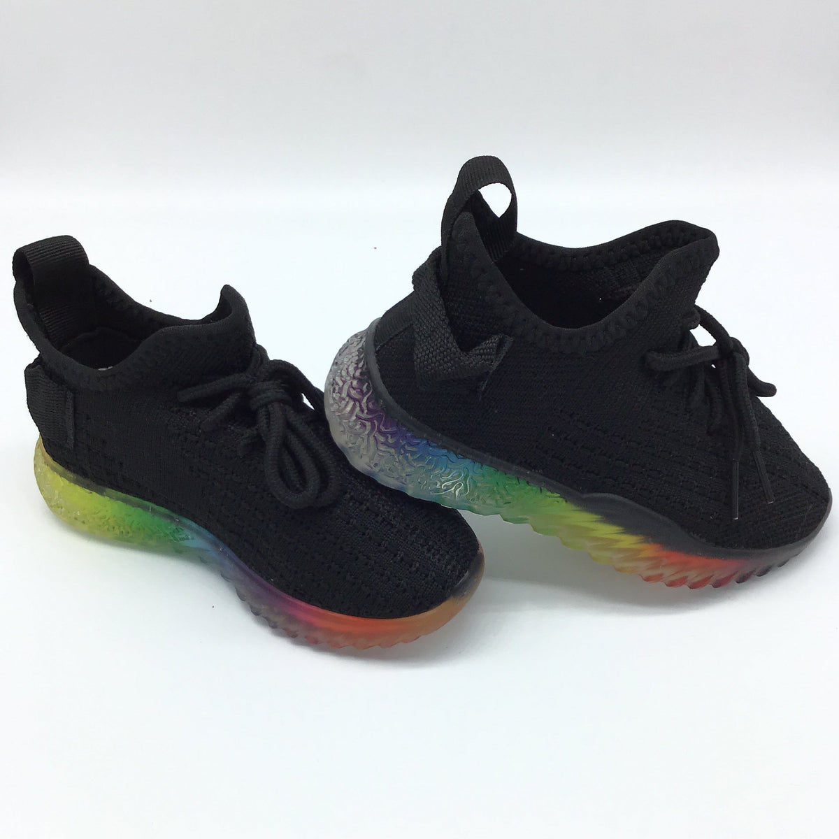 "Gabby" Sneaker (Black w/Rainbow Sole) (Kids Sizes 9 - 4)-Lola Monroe Boutique