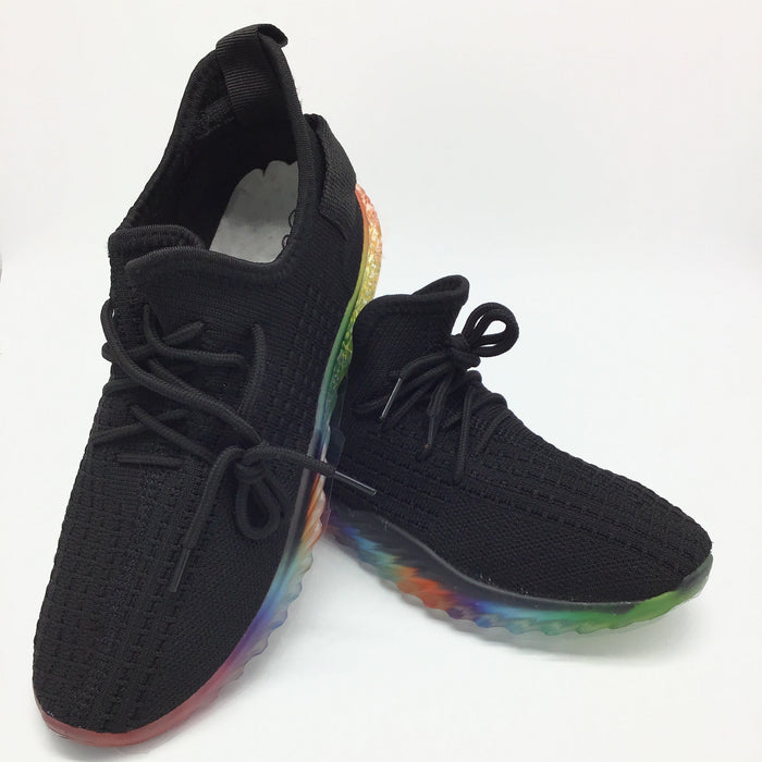"Gabby" Sneaker (Black w/Rainbow Sole) (Womens Sizes 6 - 10)-Lola Monroe Boutique