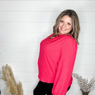 "Gamble" Long Sleeve Split Neck (Fuchsia)-Lola Monroe Boutique