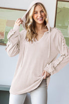 "Get It Right" Hooded Corded Pull Over (Oatmeal)-Lola Monroe Boutique