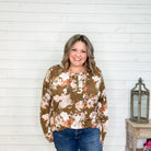 "Gianna" Floral Long Sleeve with Faux Button Detail-Lola Monroe Boutique