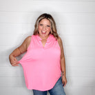 "Giddy" Solid Sleeveless Lizzy (Neon Pink)-Lola Monroe Boutique