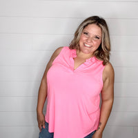 "Giddy" Solid Sleeveless Lizzy (Neon Pink)-Lola Monroe Boutique