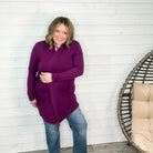 "Gilbert" Slouchy Pocket Cardigan (Dark Plum)-Lola Monroe Boutique