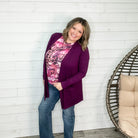 "Gilbert" Slouchy Pocket Cardigan (Dark Plum)-Lola Monroe Boutique