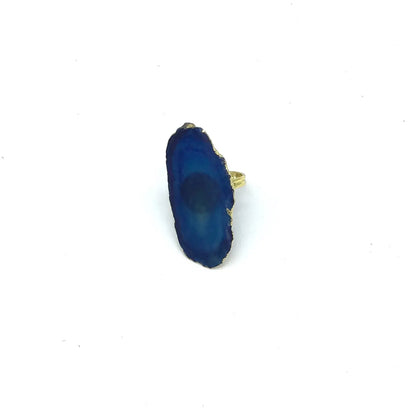 Gilded Edge Sliced Agate Adjustable Rings (Multiple Colors)