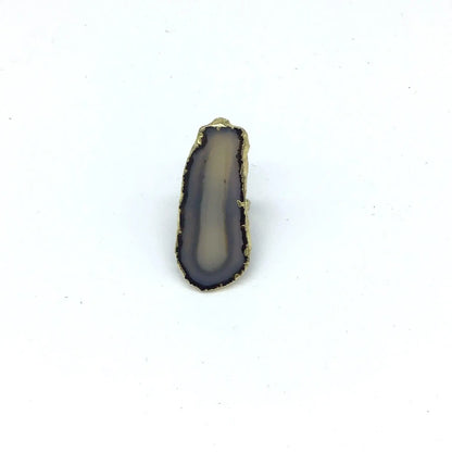 Gilded Edge Sliced Agate Adjustable Rings (Multiple Colors)