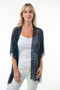"Glamour" Studs and Pearls Gauzy Cardigan (Multiple Colors)-Lola Monroe Boutique