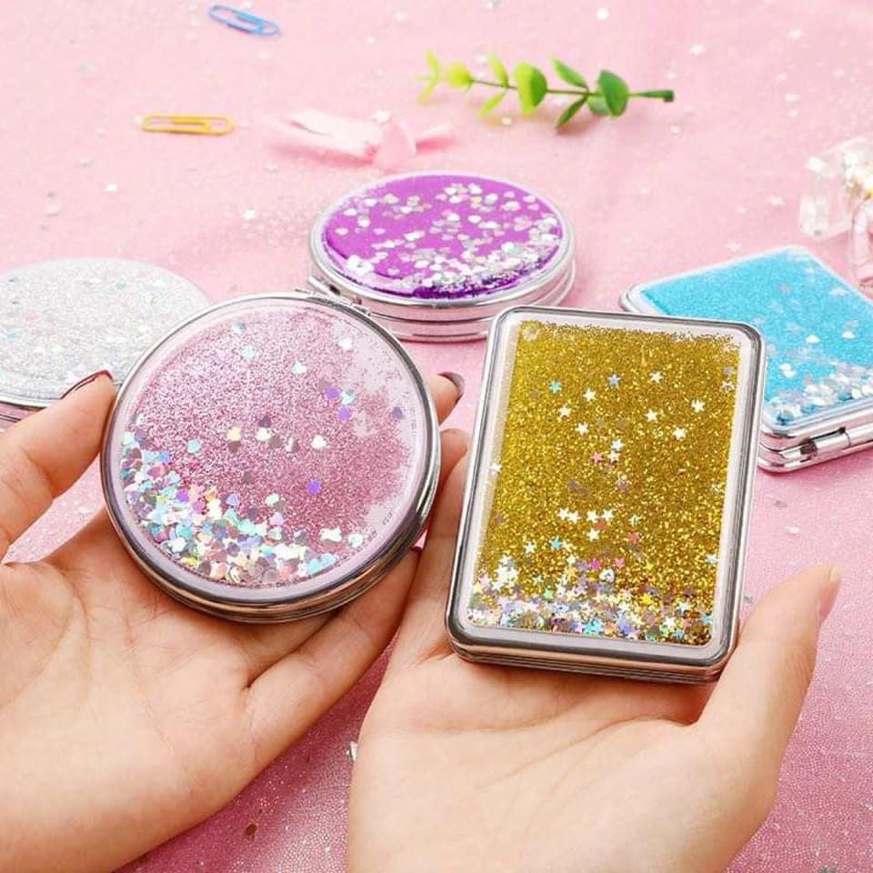 Glitter Compact Mirrors (Multiple Shapes & Colors)-Lola Monroe Boutique