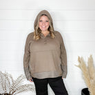 "Go For It" Long Sleeve Weekender with Hood (Mocha)-Lola Monroe Boutique