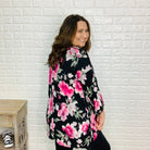 "Going with the Flow" Oversized Floral 3/4 Sleeve-Lola Monroe Boutique