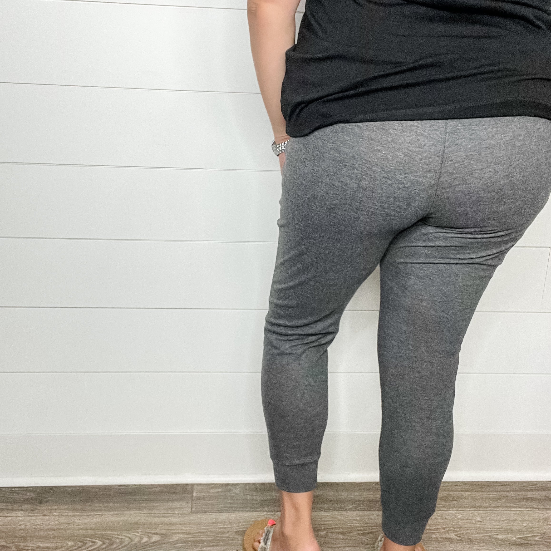 "Gold Medal" High-Waisted Jogger Leggings (Charcoal)-Lola Monroe Boutique