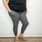 "Gold Medal" High-Waisted Jogger Leggings (Charcoal)-Lola Monroe Boutique