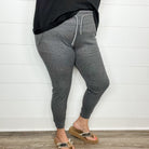 "Gold Medal" High-Waisted Jogger Leggings (Charcoal)-Lola Monroe Boutique