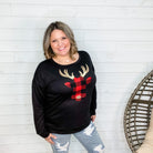 Gold Sequined Reindeer Long Sleeve Weekender-Lola Monroe Boutique