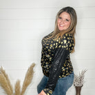 "Golden" Long Sequin Sleeved Top with Foil Hearts-Lola Monroe Boutique