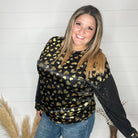 "Golden" Long Sequin Sleeved Top with Foil Hearts-Lola Monroe Boutique