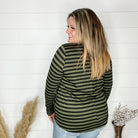 "Got Me" Long Sleeve Striped Top (Green Black)-Lola Monroe Boutique