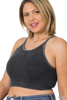 "Grace" Mineral Wash Ribbed Seamless Cropped Cami Top-Lola Monroe Boutique