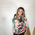 "Granger" Floral Lizzy 3/4 Sleeve Split Neck-Lola Monroe Boutique