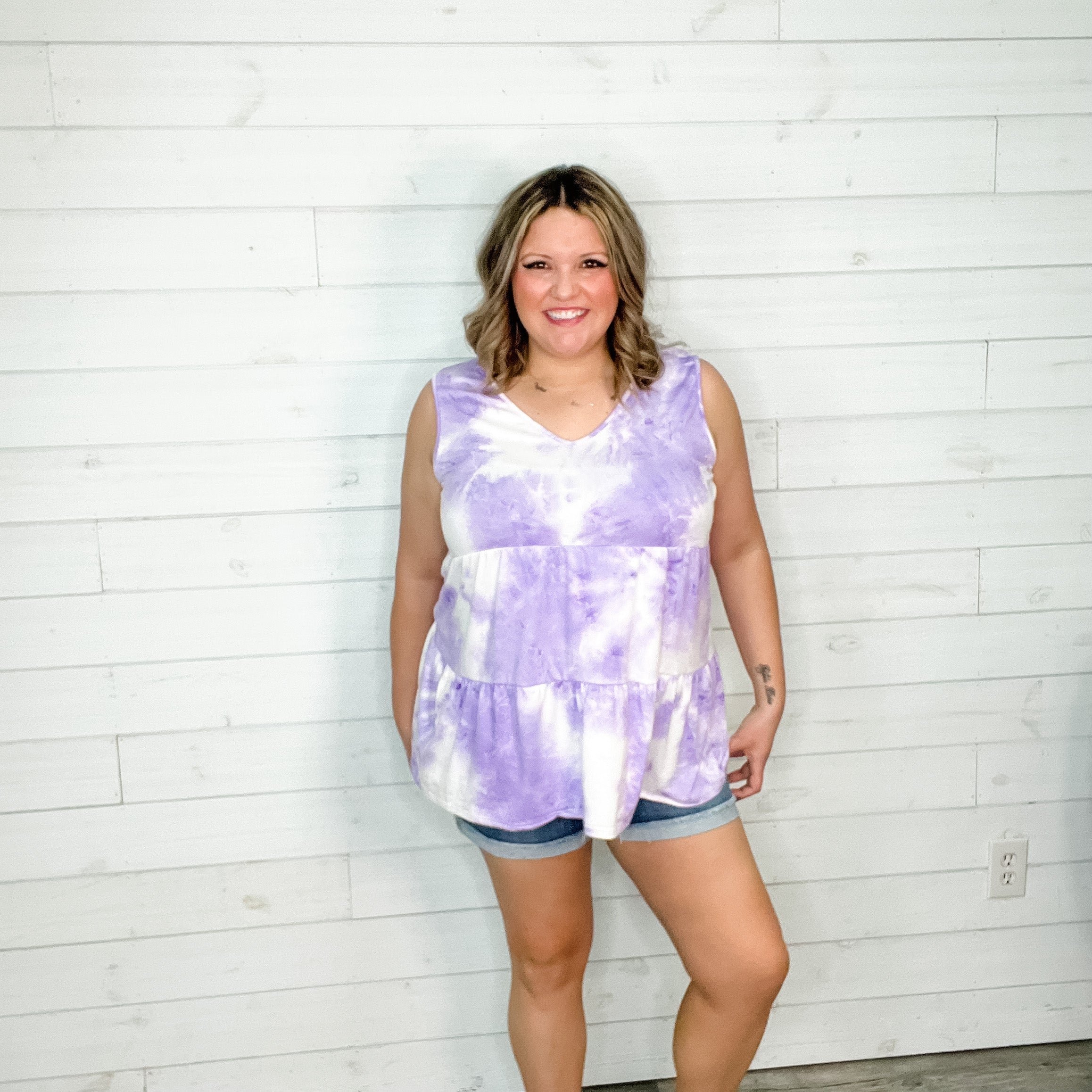 "Grapeful" Tie Dye Sleeveless Baby Doll-Lola Monroe Boutique