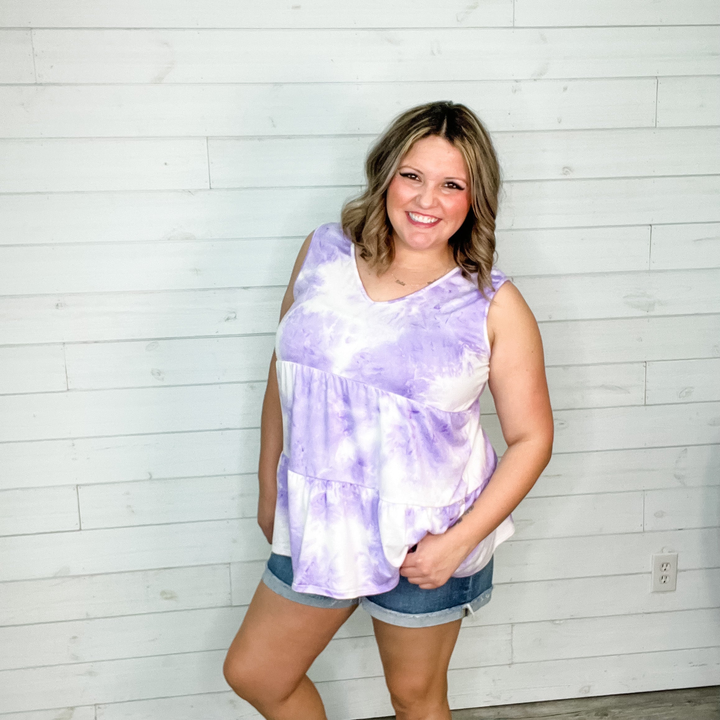 "Grapeful" Tie Dye Sleeveless Baby Doll-Lola Monroe Boutique