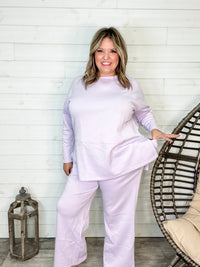 "Greece" Long Sleeve Top and Wide Leg Pants (Lilac)-Lola Monroe Boutique