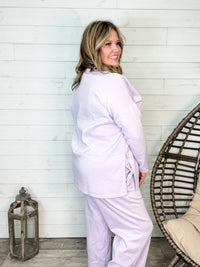 "Greece" Long Sleeve Top and Wide Leg Pants (Lilac)-Lola Monroe Boutique