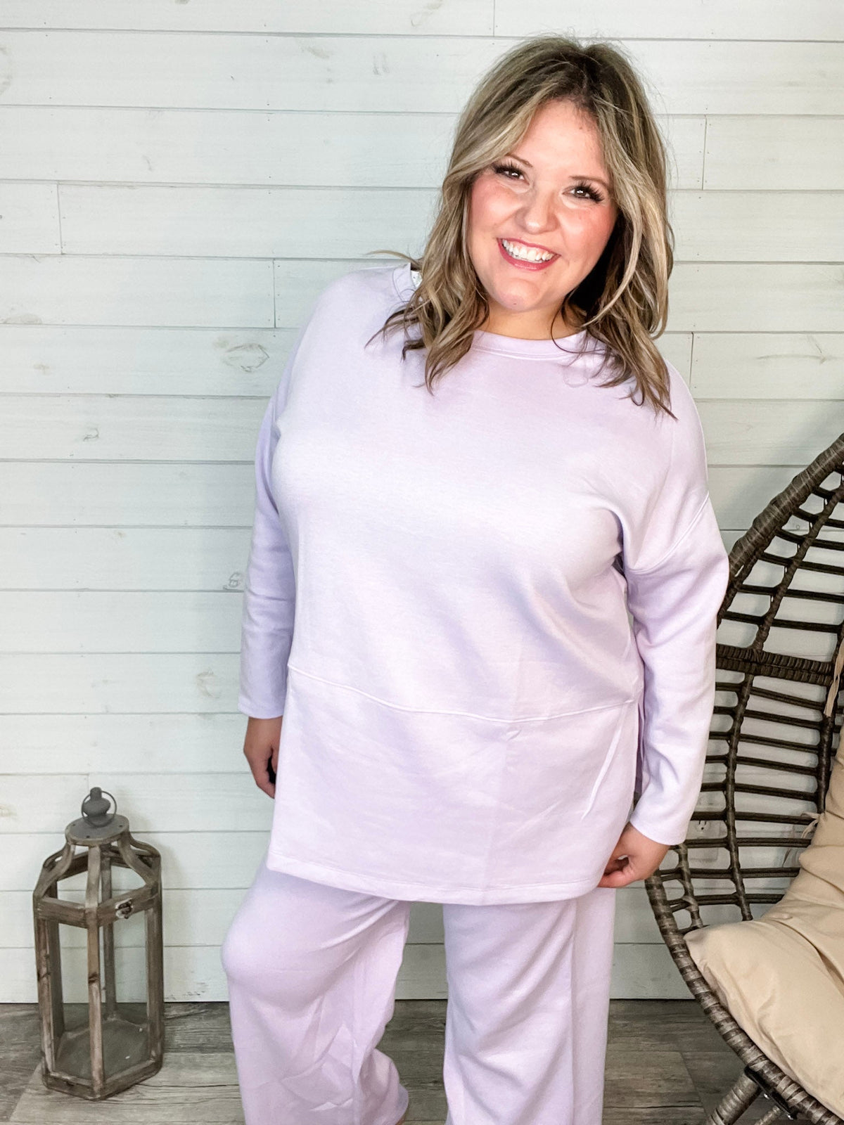 "Greece" Long Sleeve Top and Wide Leg Pants (Lilac)-Lola Monroe Boutique