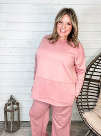 "Greece" Long Sleeve Top and Wide Leg Pants (Mauve)-Lola Monroe Boutique