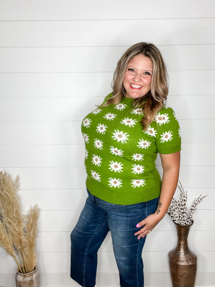 "Greenhouse" Short Sleeve Sweater-Lola Monroe Boutique