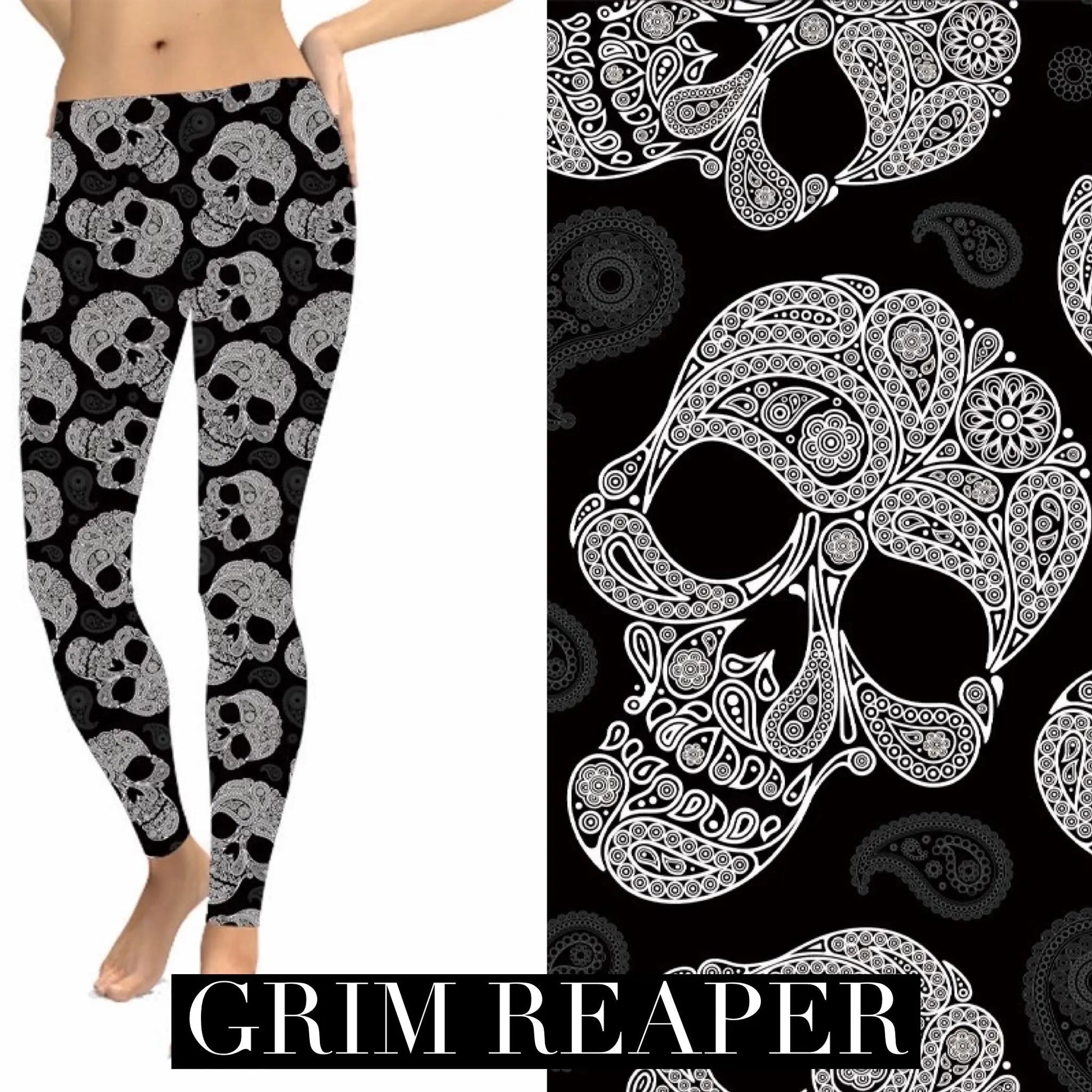 Grim Reaper Halloween Leggings-Lola Monroe Boutique
