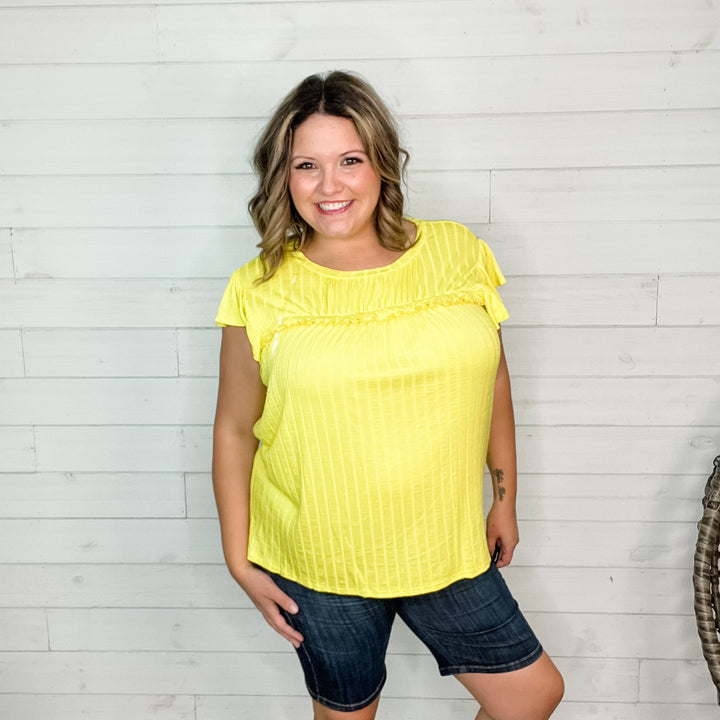 "Harris" Ruffle Cap Sleeve Ribbed Top