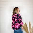 "Hayes" Floral Lizzy 3/4 Sleeve Split Neck-Lola Monroe Boutique