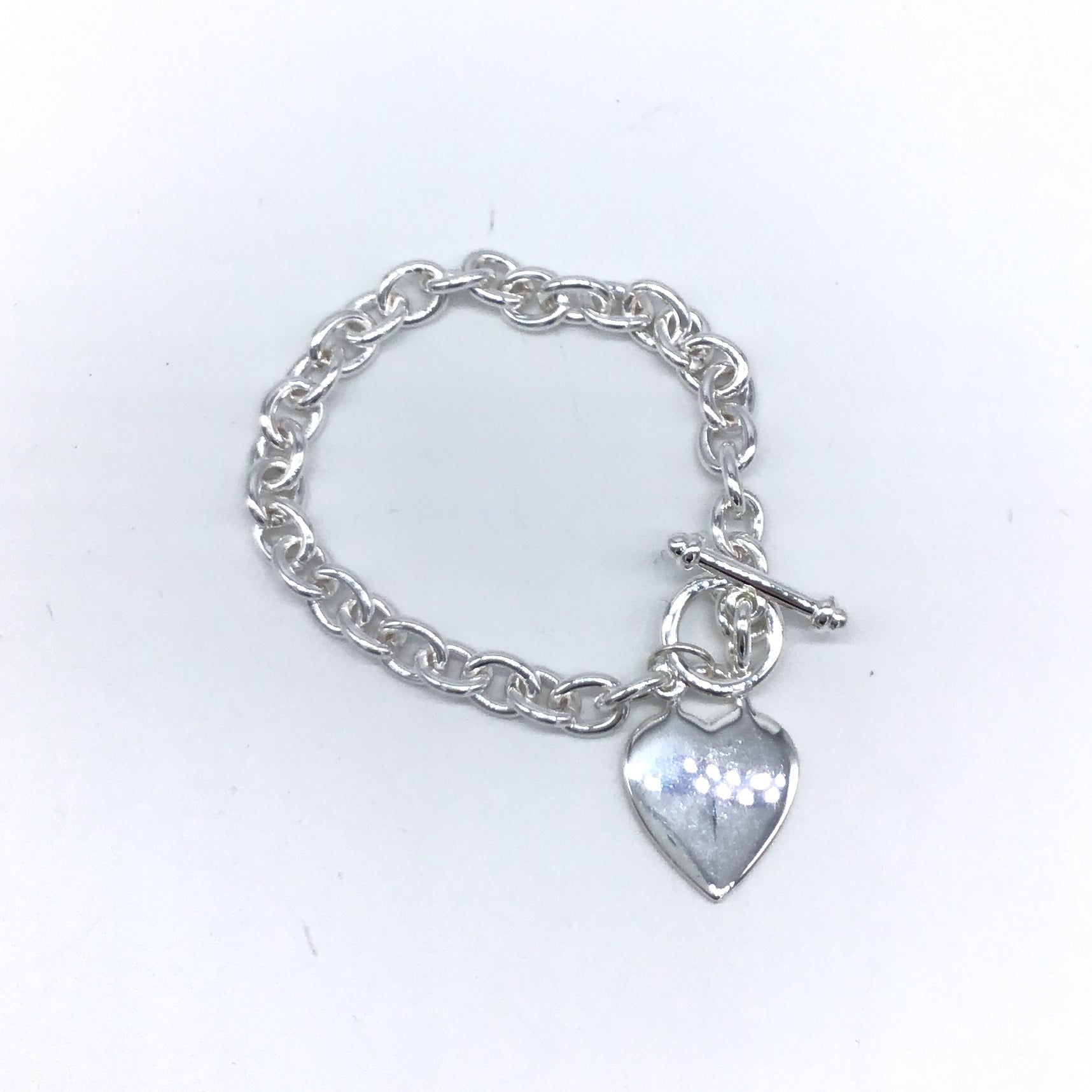 Heart Tag 8 Inch Bracelet (Silver)-Lola Monroe Boutique