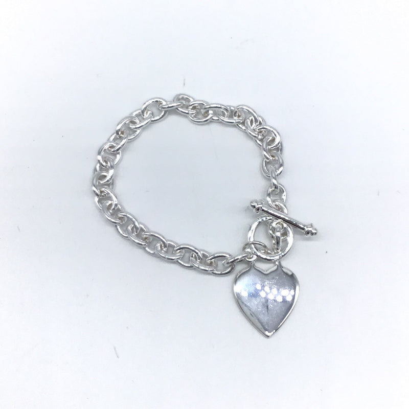 Heart Tag 8 Inch Bracelet (Silver)-Lola Monroe Boutique