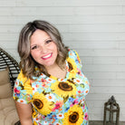 "Here Comes The Sun" Floral V Neck-Lola Monroe Boutique