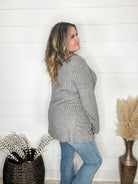 "Here We Go" Ribbed Cardigan with Pockets (Gray)-Lola Monroe Boutique