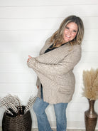 "Here We Go" Ribbed Cardigan with Pockets (Taupe)-Lola Monroe Boutique