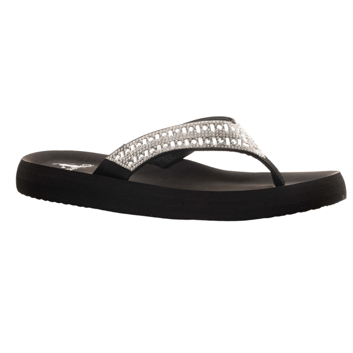 "Hibiscus" Jeweled Flip Flop By Corkys (Clear)-Lola Monroe Boutique