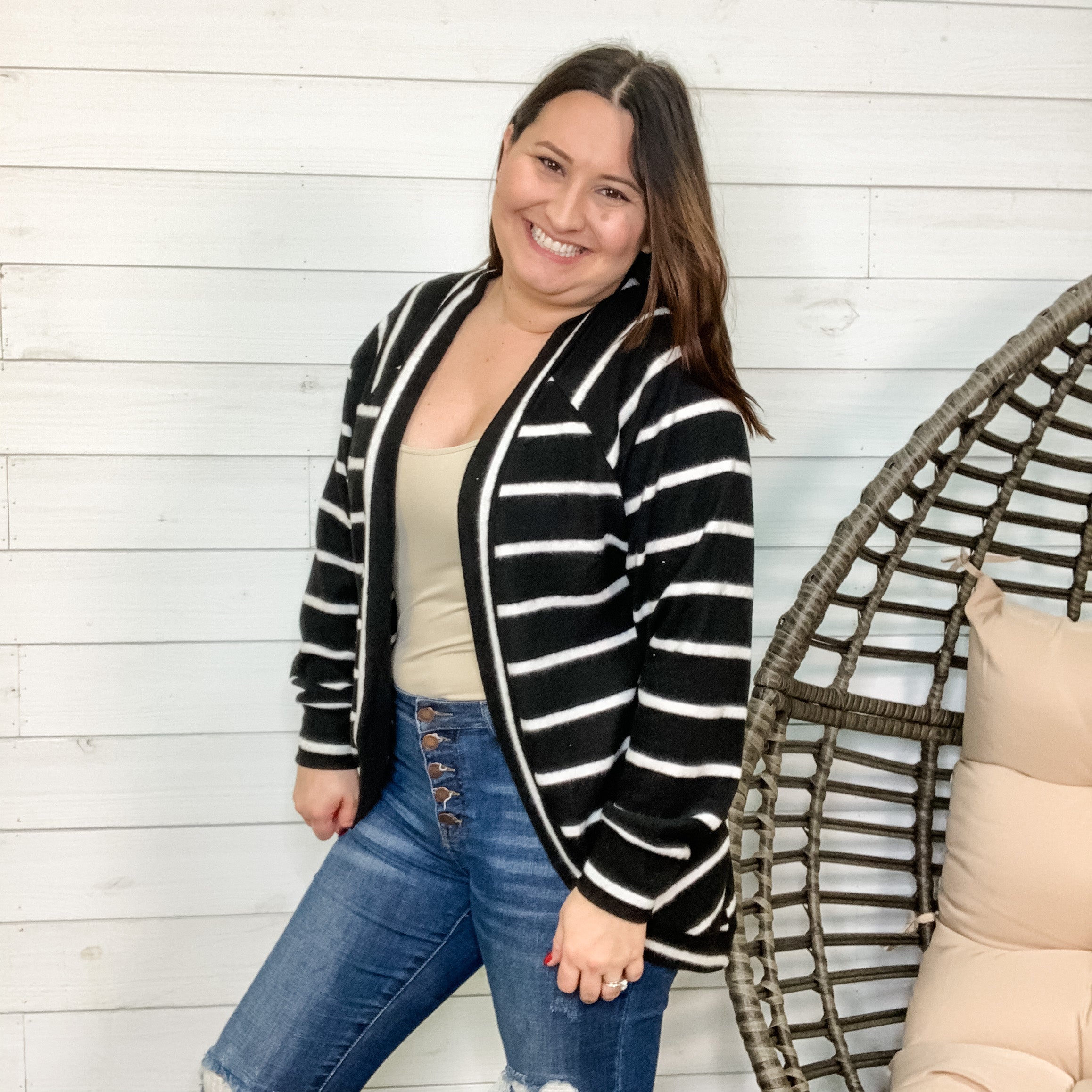 "Hiding in the Shadows" Striped Cardigan-Lola Monroe Boutique