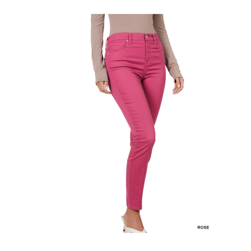 High Rise Skinny Denim (Rose)-Lola Monroe Boutique