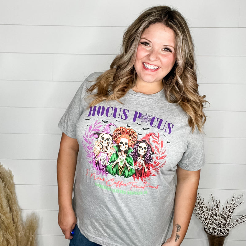 "Hocus Pocus I Need Coffee To Focus" Graphic Tee-Lola Monroe Boutique