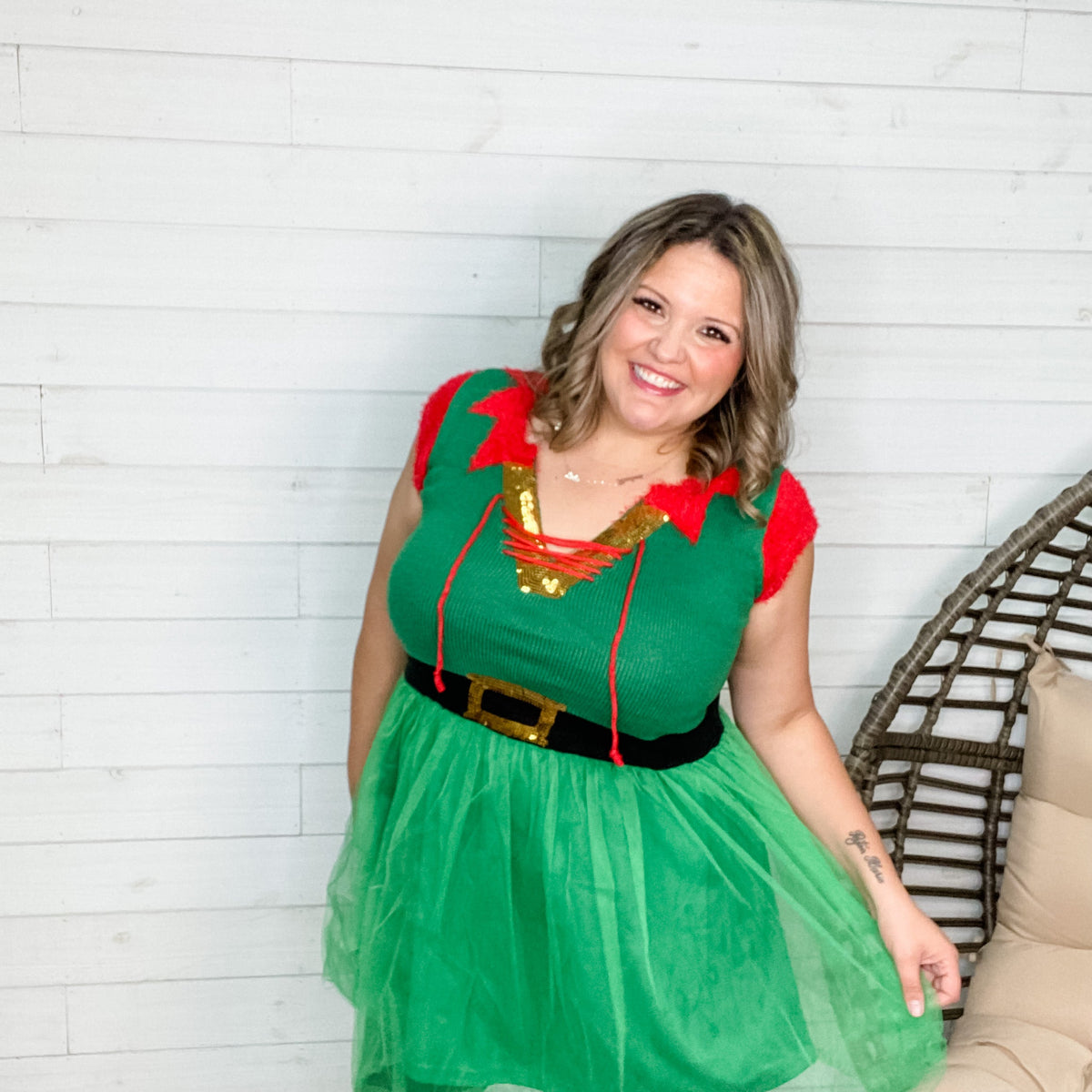 Holiday Elf Dress with Tutu-Lola Monroe Boutique